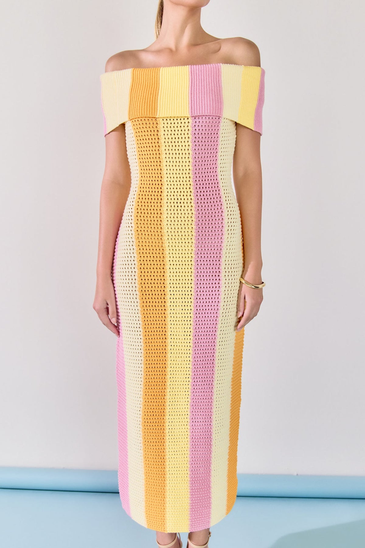 ENDLESS ROSE - Off-the-Shoulder Sleeveless Midi Dress - DRESSES available at Objectrare