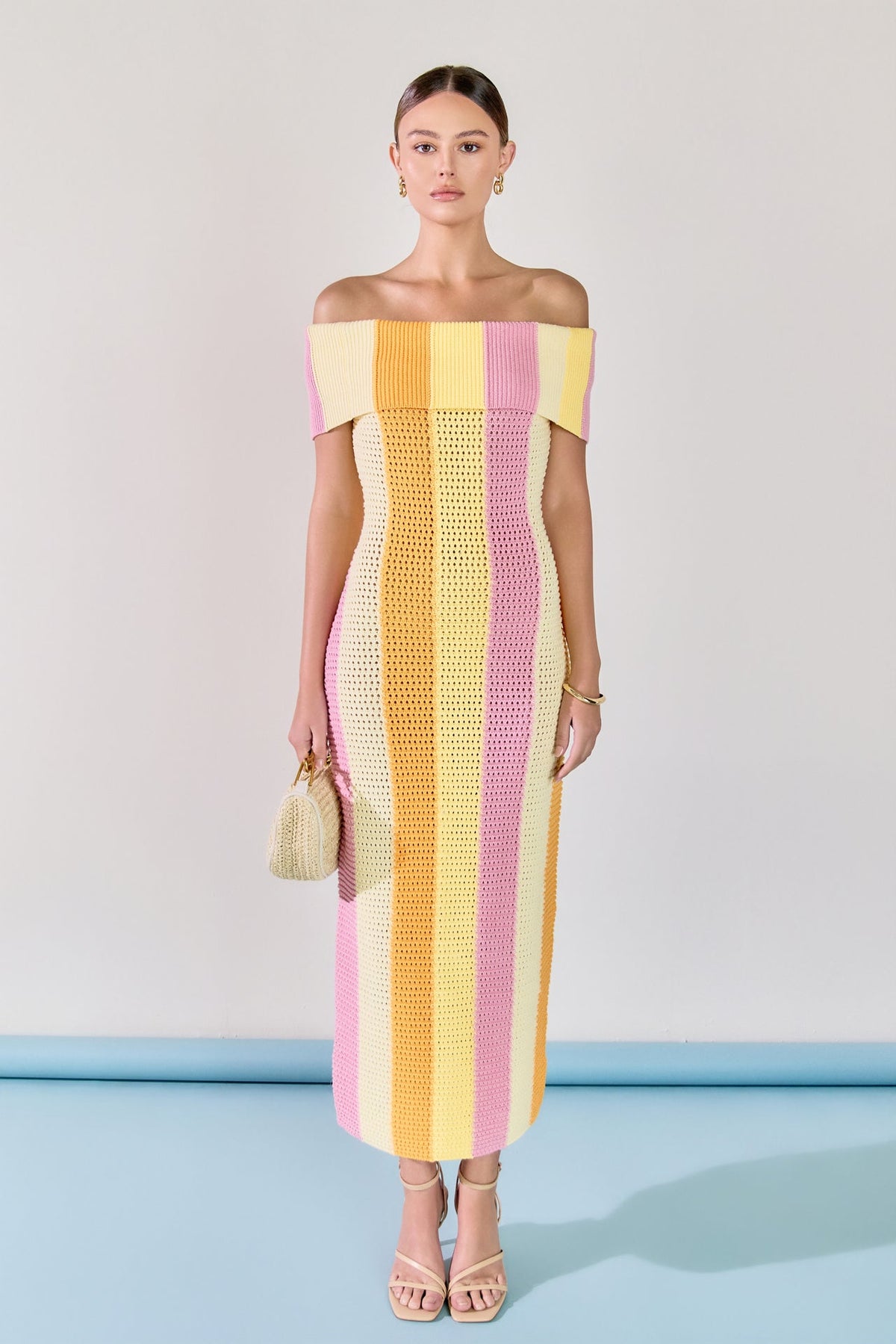 ENDLESS ROSE - Off-the-Shoulder Sleeveless Midi Dress - DRESSES available at Objectrare