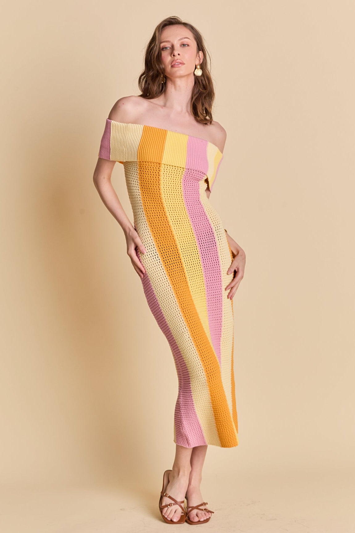 ENDLESS ROSE - Off Shoulder Sleeveless Midi Dress - DRESSES available at Objectrare