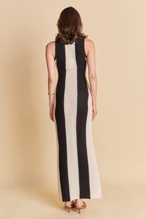 ENDLESS ROSE - Vertical Stripe Fitted Maxi Dress - DRESSES available at Objectrare