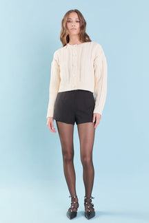 ENDLESS ROSE - Endless Rose - Cable Knit Buttoned Sweater - SWEATERS & KNITS available at Objectrare