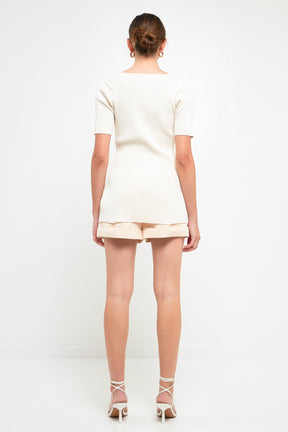 ENDLESS ROSE - Short Sleeve Long Knit Button Up - TOPS available at Objectrare