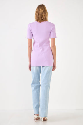 ENDLESS ROSE - Short Sleeve Long Knit Button Up - TOPS available at Objectrare