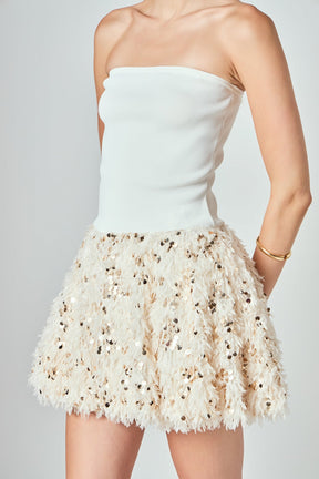 ENDLESS ROSE - Feather Blouson Mini dress - DRESSES available at Objectrare