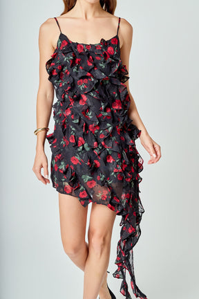 ENDLESS ROSE - Print Ruffled maxi Dress - DRESSES available at Objectrare