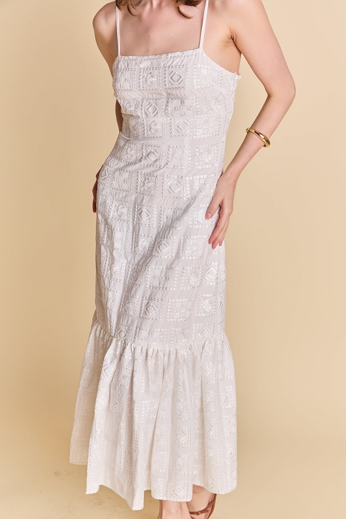 Embroidered Sequins Maxi Dress