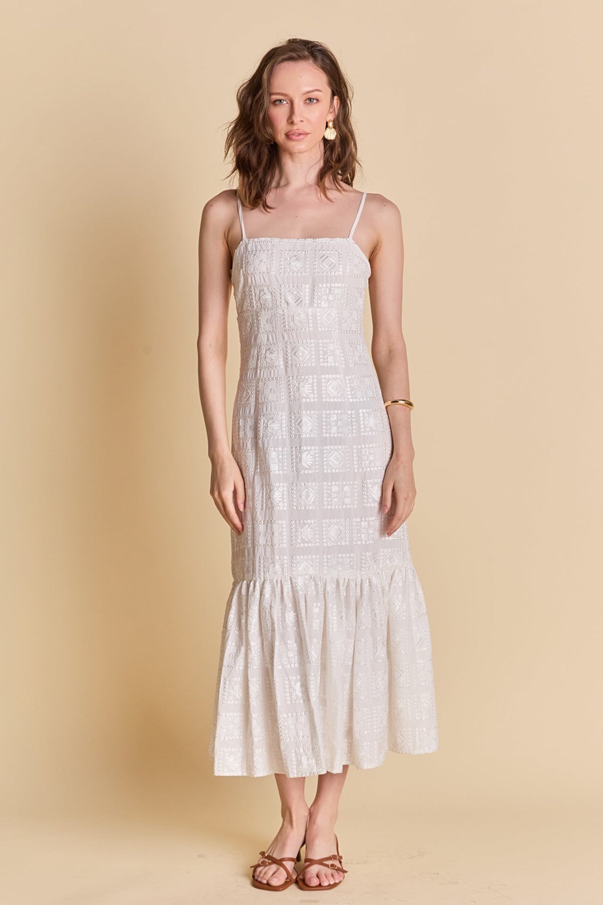 Embroidered Sequins Maxi Dress
