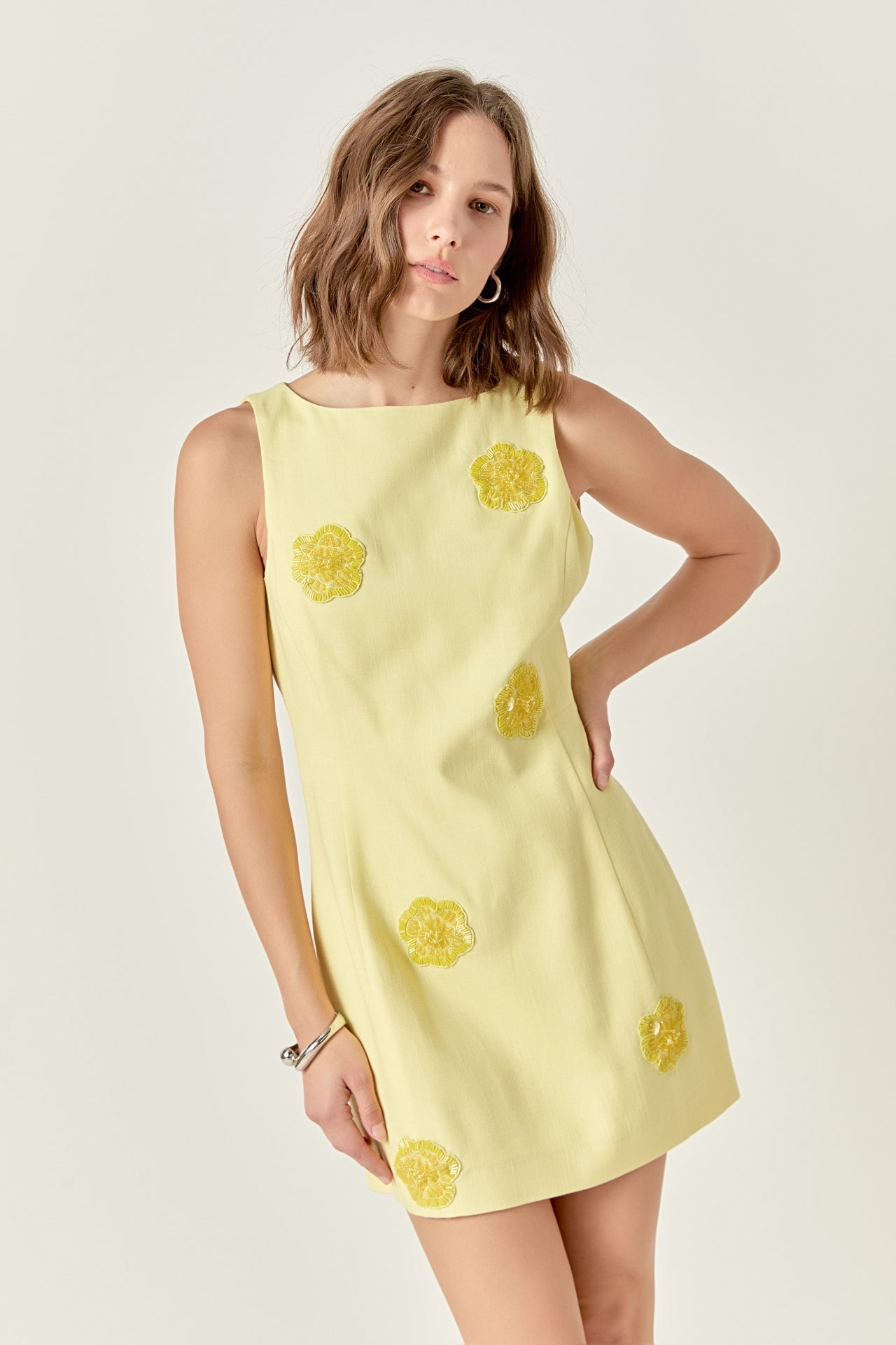 ENDLESS ROSE - Embellished Linen Mini Dress - DRESSES available at Objectrare