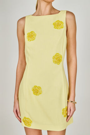 ENDLESS ROSE - Embellished Linen Mini Dress - DRESSES available at Objectrare