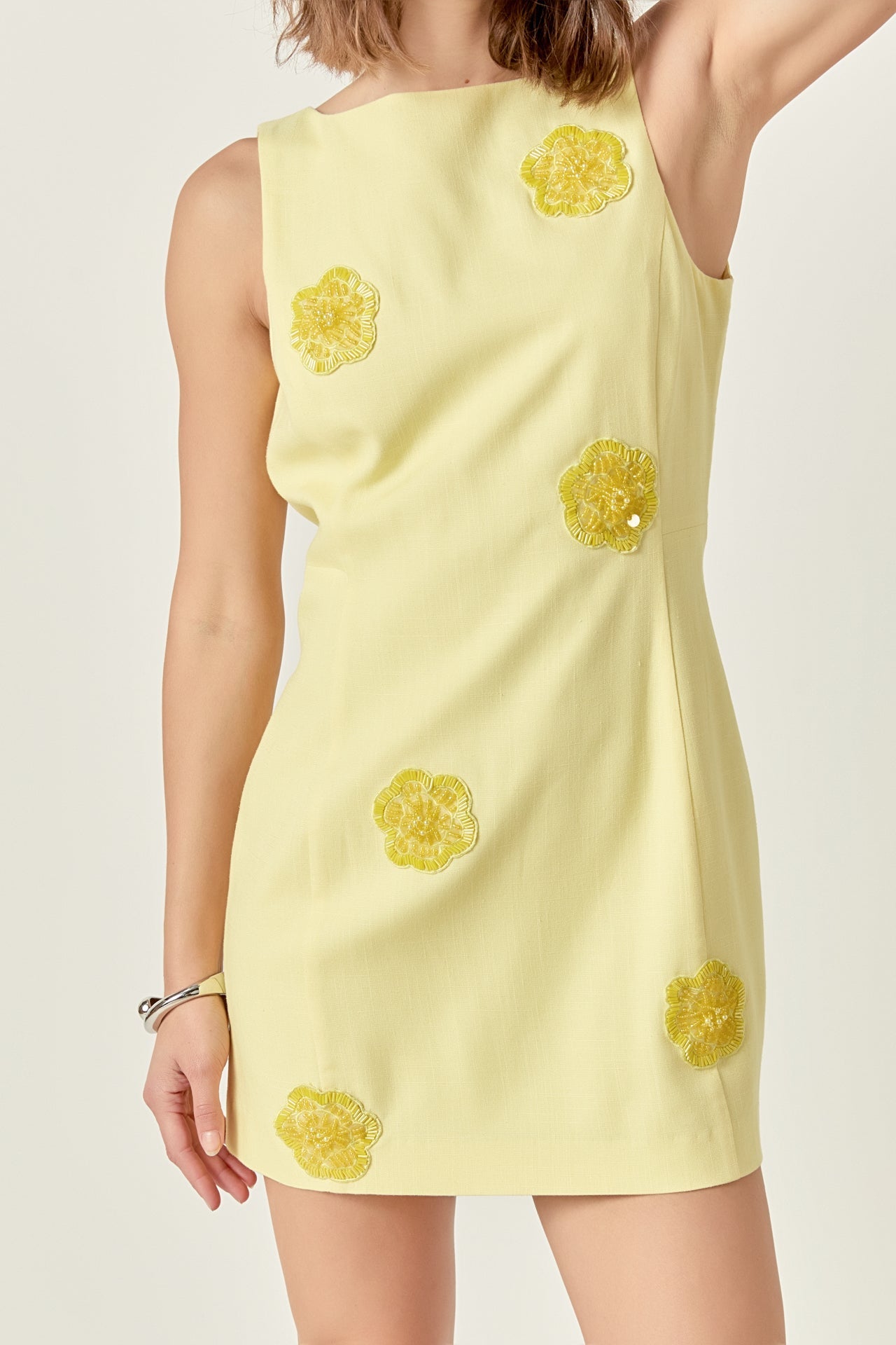 ENDLESS ROSE - Embellished Linen Mini Dress - DRESSES available at Objectrare