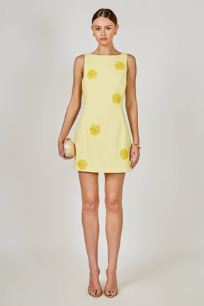 ENDLESS ROSE - Embellished Linen Mini Dress - DRESSES available at Objectrare