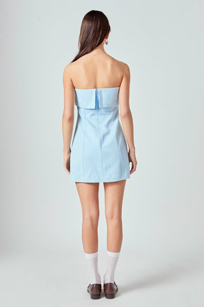 ENDLESS ROSE - Folded Panel Linen Mini Dress - DRESSES available at Objectrare