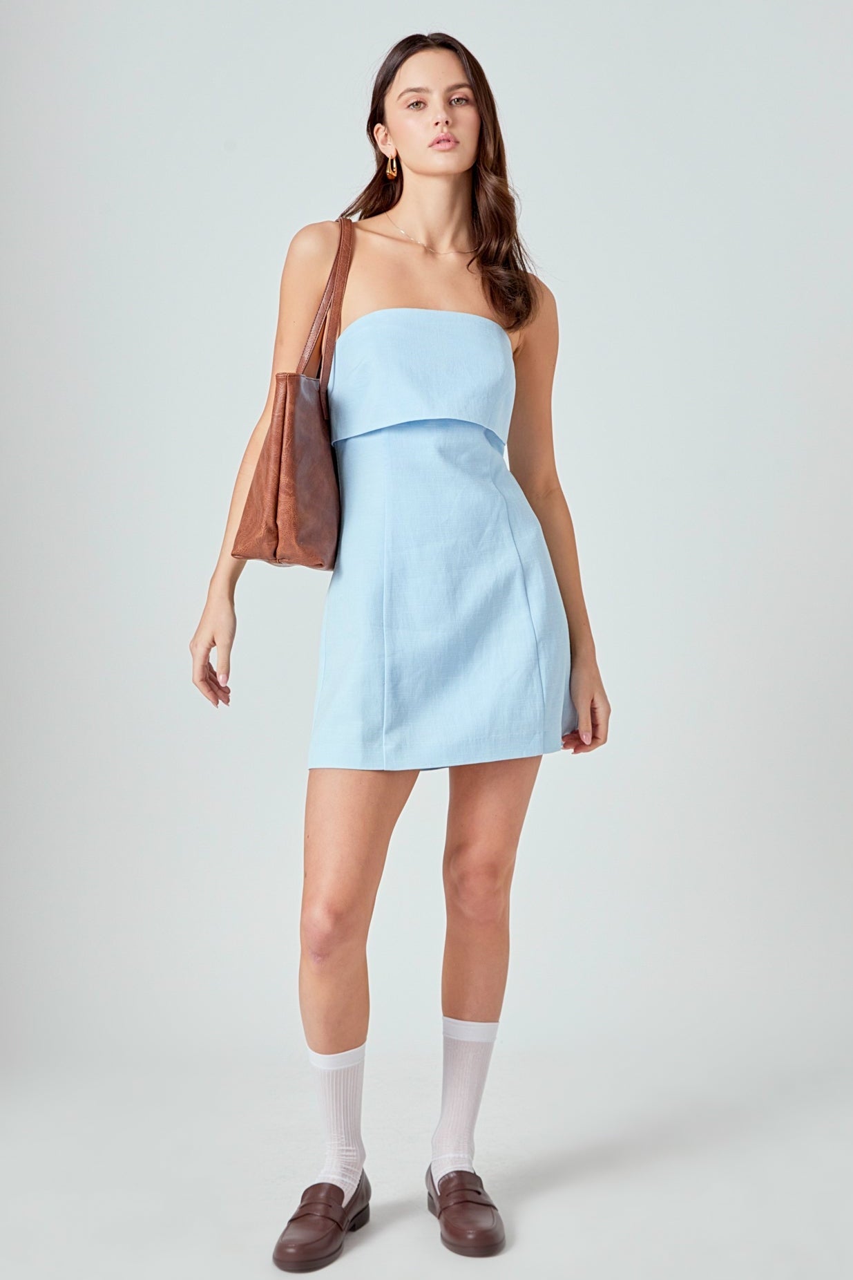 ENDLESS ROSE - Folded Panel Linen Mini Dress - DRESSES available at Objectrare