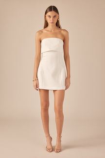 ENDLESS ROSE - Folded Panel Linen Mini Dress - DRESSES available at Objectrare