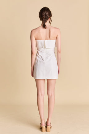 ENDLESS ROSE - Folded Panel Linen Mini Dress - DRESSES available at Objectrare