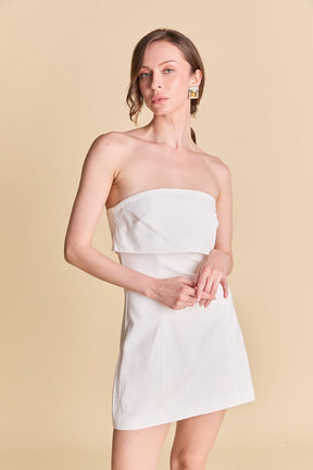 ENDLESS ROSE - Folded Panel Linen Mini Dress - DRESSES available at Objectrare