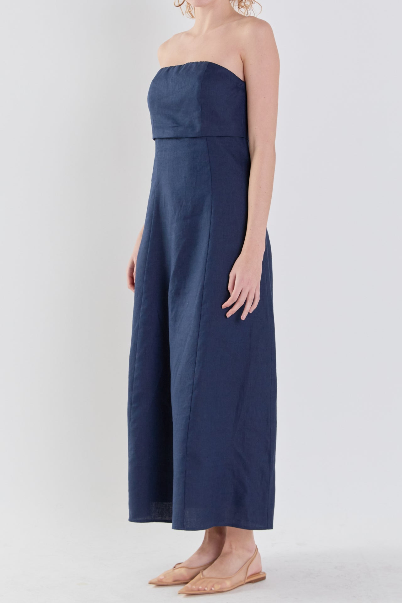 ENDLESS ROSE - Lucia Folded Strapless Linen Maxi Dress - DRESSES available at Objectrare