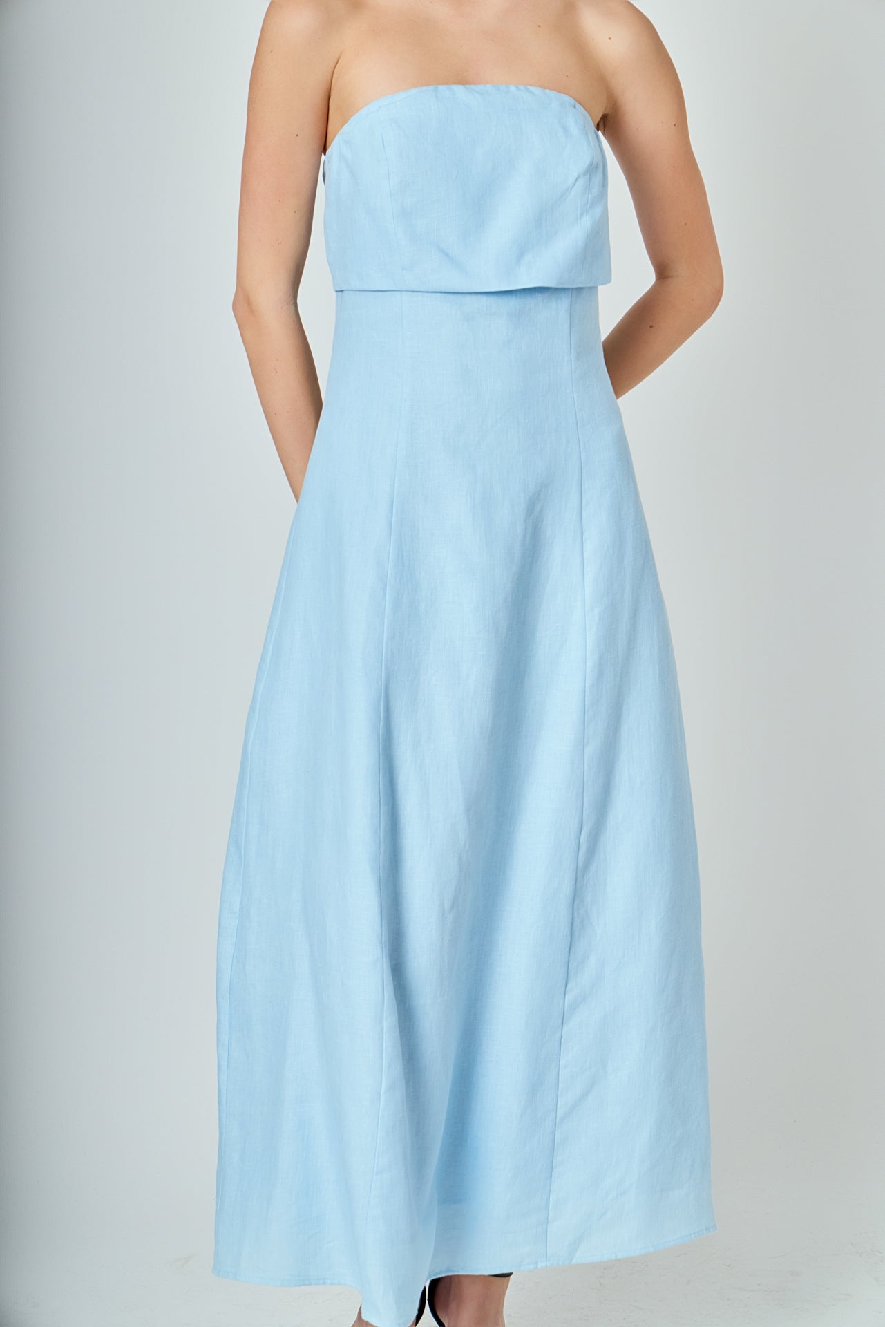 ENDLESS ROSE - Lucia Folded Strapless Linen Maxi Dress - DRESSES available at Objectrare