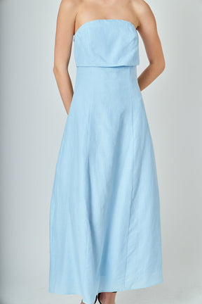 ENDLESS ROSE - Lucia Folded Strapless Linen Maxi Dress - DRESSES available at Objectrare