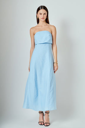 ENDLESS ROSE - Lucia Folded Strapless Linen Maxi Dress - DRESSES available at Objectrare