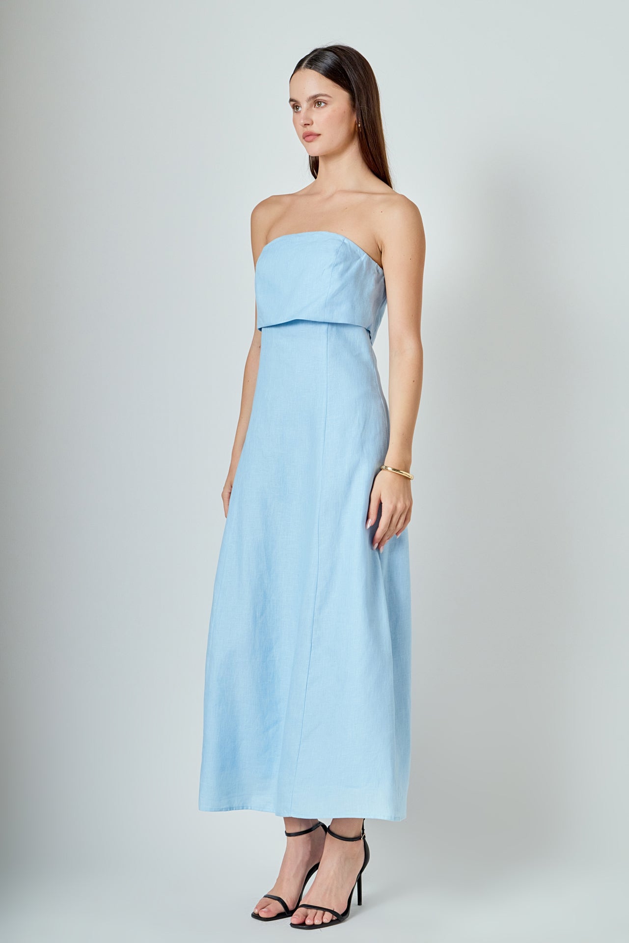ENDLESS ROSE - Lucia Folded Strapless Linen Maxi Dress - DRESSES available at Objectrare