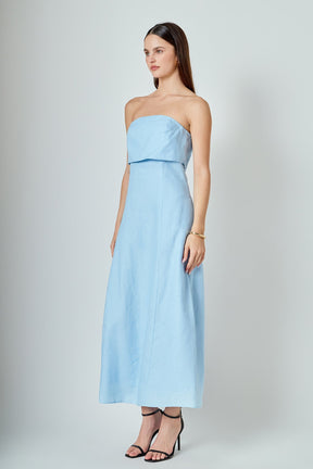 ENDLESS ROSE - Lucia Folded Strapless Linen Maxi Dress - DRESSES available at Objectrare