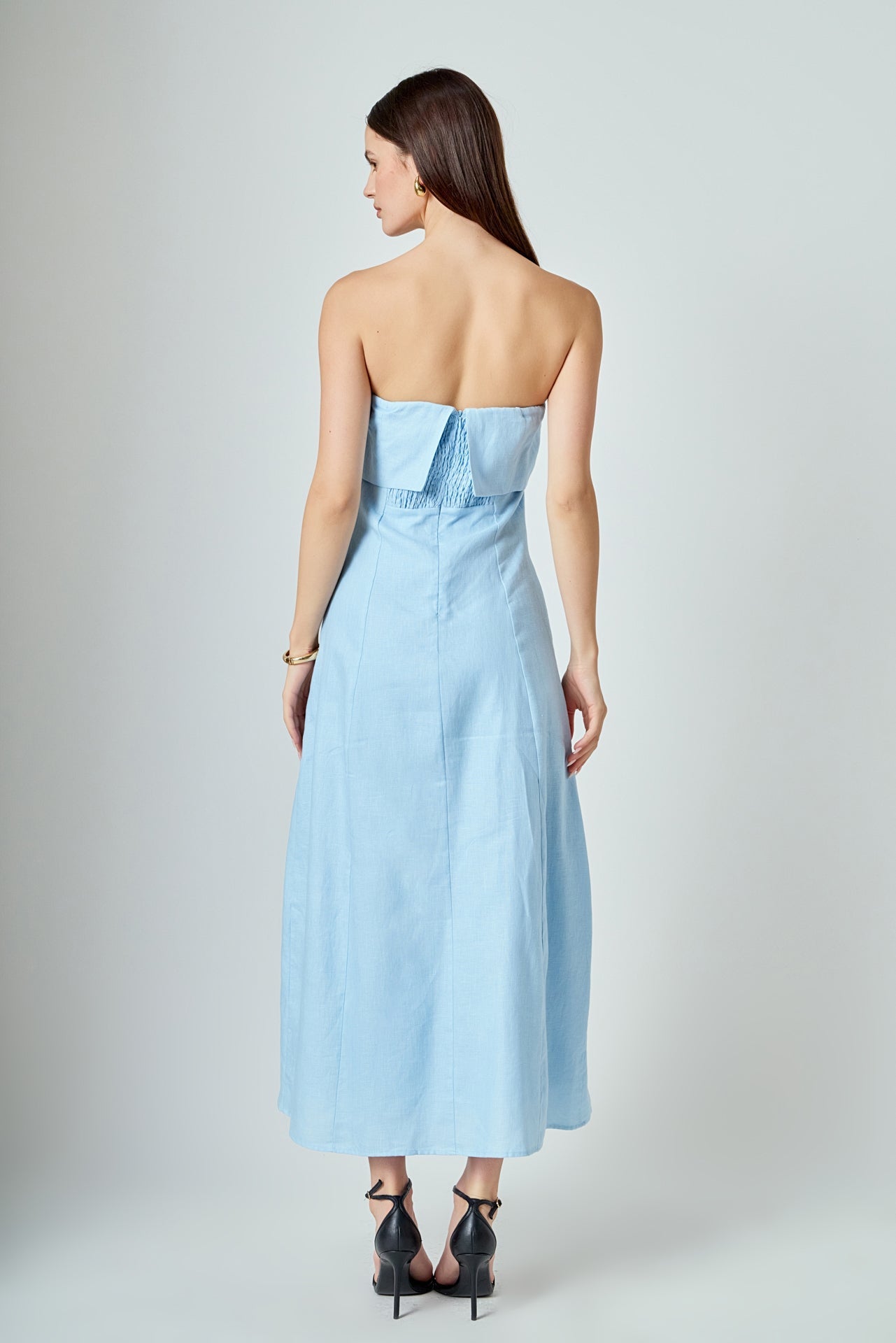 ENDLESS ROSE - Lucia Folded Strapless Linen Maxi Dress - DRESSES available at Objectrare