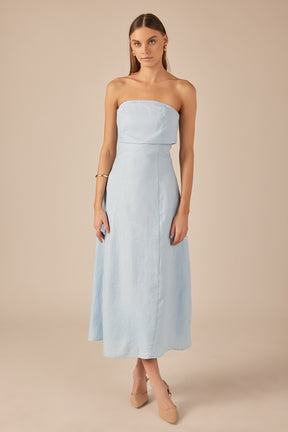 ENDLESS ROSE - Lucia Folded Strapless Linen Maxi Dress - DRESSES available at Objectrare
