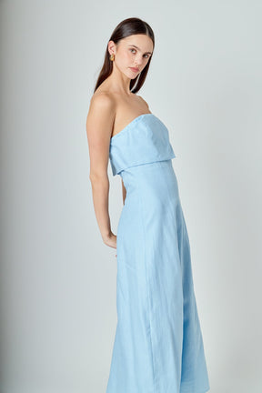 ENDLESS ROSE - Lucia Folded Strapless Linen Maxi Dress - DRESSES available at Objectrare