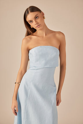 ENDLESS ROSE - Lucia Folded Strapless Linen Maxi Dress - DRESSES available at Objectrare