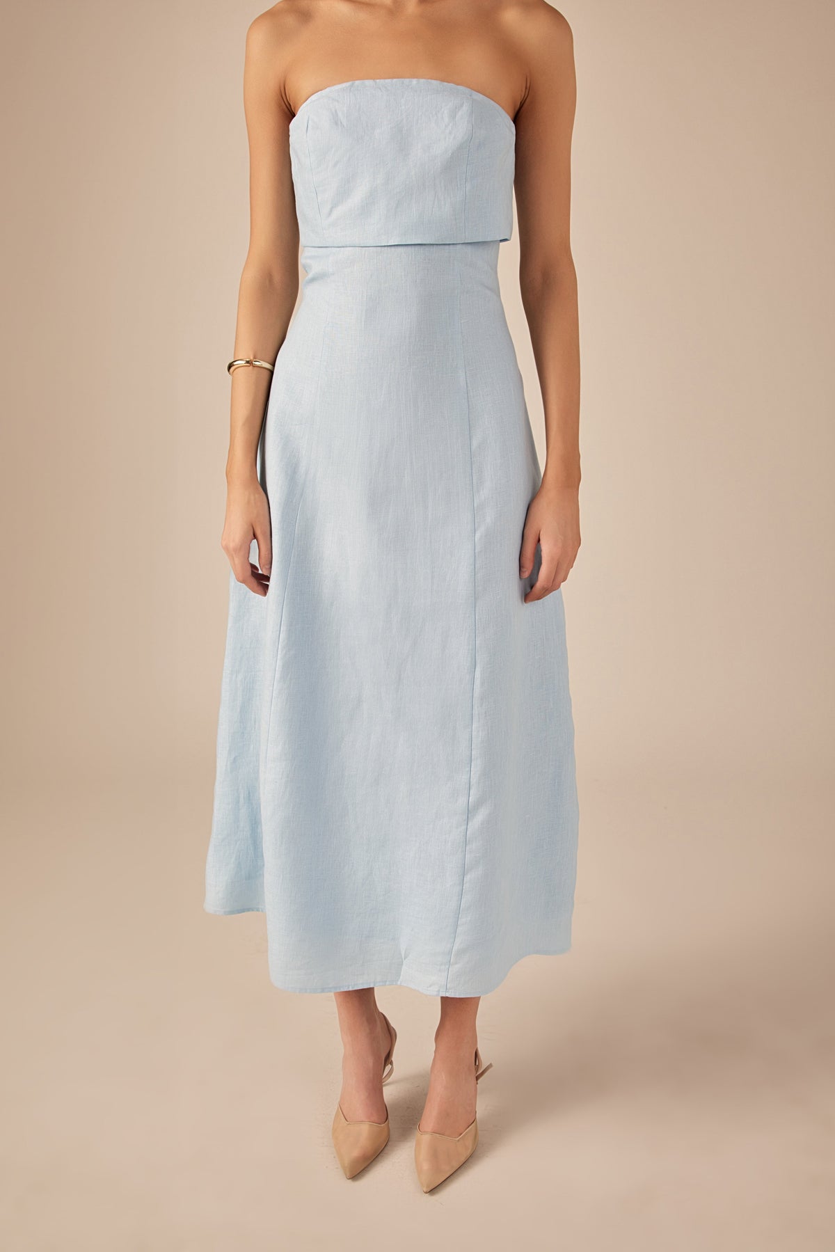 ENDLESS ROSE - Lucia Folded Strapless Linen Maxi Dress - DRESSES available at Objectrare