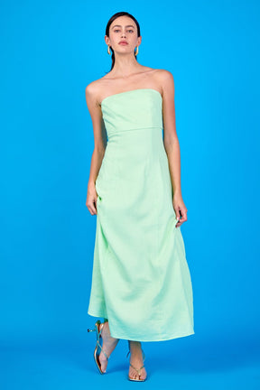 ENDLESS ROSE - Lucia Folded Strapless Linen Maxi Dress - DRESSES available at Objectrare