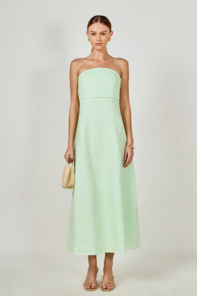 ENDLESS ROSE - Lucia Folded Strapless Linen Maxi Dress - DRESSES available at Objectrare