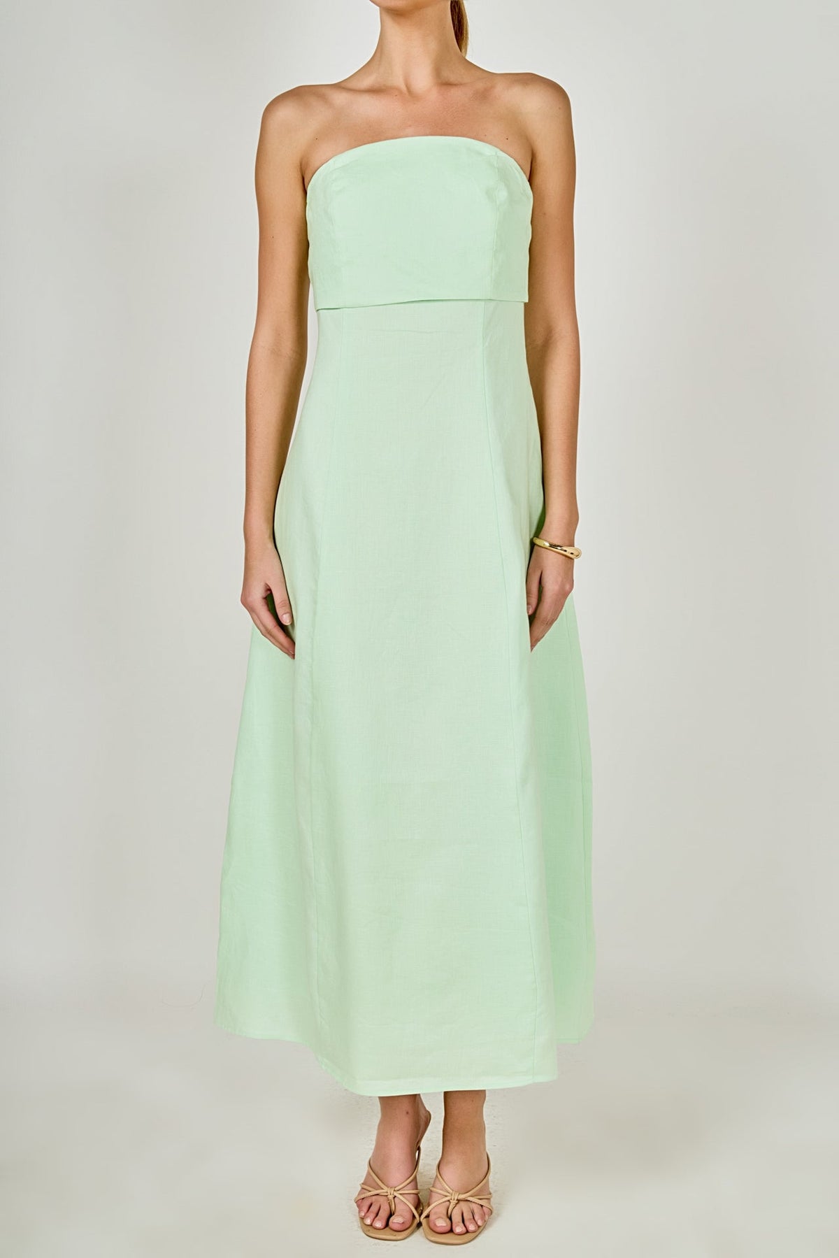 ENDLESS ROSE - Lucia Folded Strapless Linen Maxi Dress - DRESSES available at Objectrare