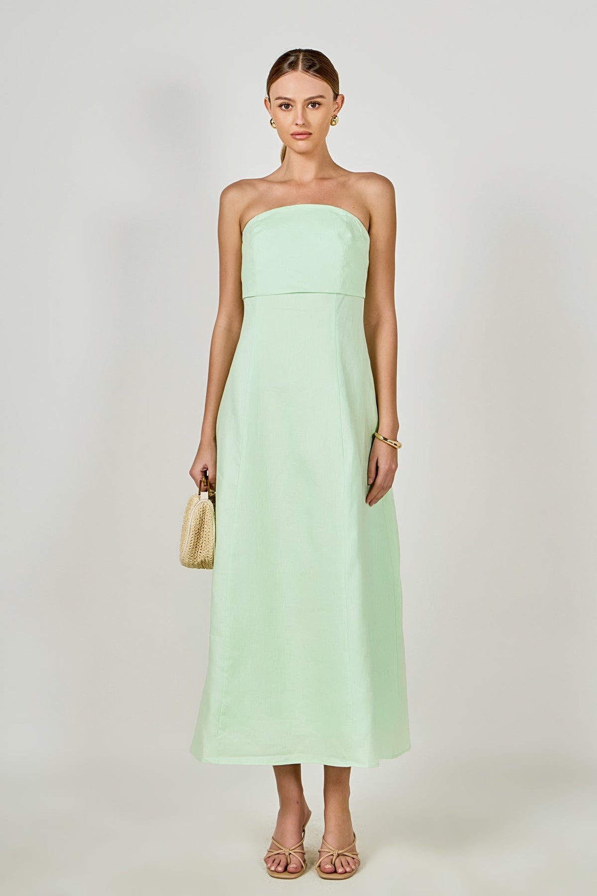 ENDLESS ROSE - Lucia Folded Strapless Linen Maxi Dress - DRESSES available at Objectrare
