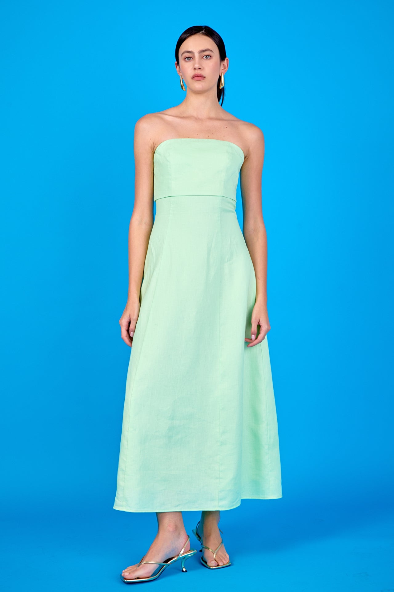 ENDLESS ROSE - Lucia Folded Strapless Linen Maxi Dress - DRESSES available at Objectrare
