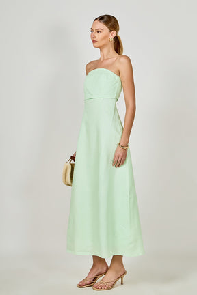 ENDLESS ROSE - Lucia Folded Strapless Linen Maxi Dress - DRESSES available at Objectrare
