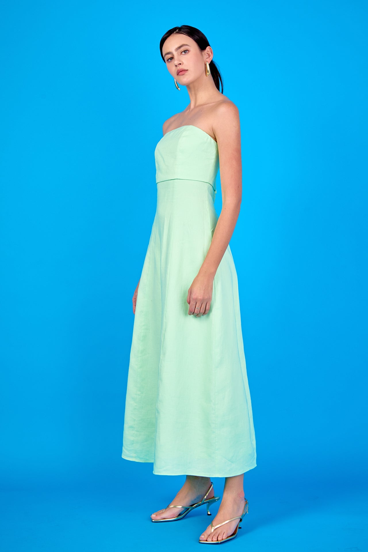 ENDLESS ROSE - Lucia Folded Strapless Linen Maxi Dress - DRESSES available at Objectrare