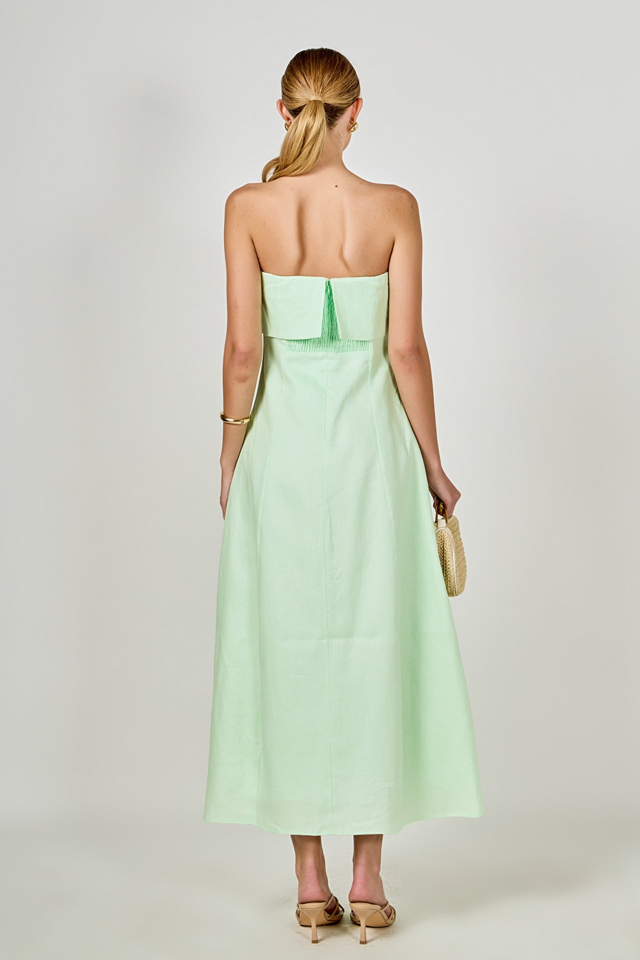 ENDLESS ROSE - Lucia Folded Strapless Linen Maxi Dress - DRESSES available at Objectrare