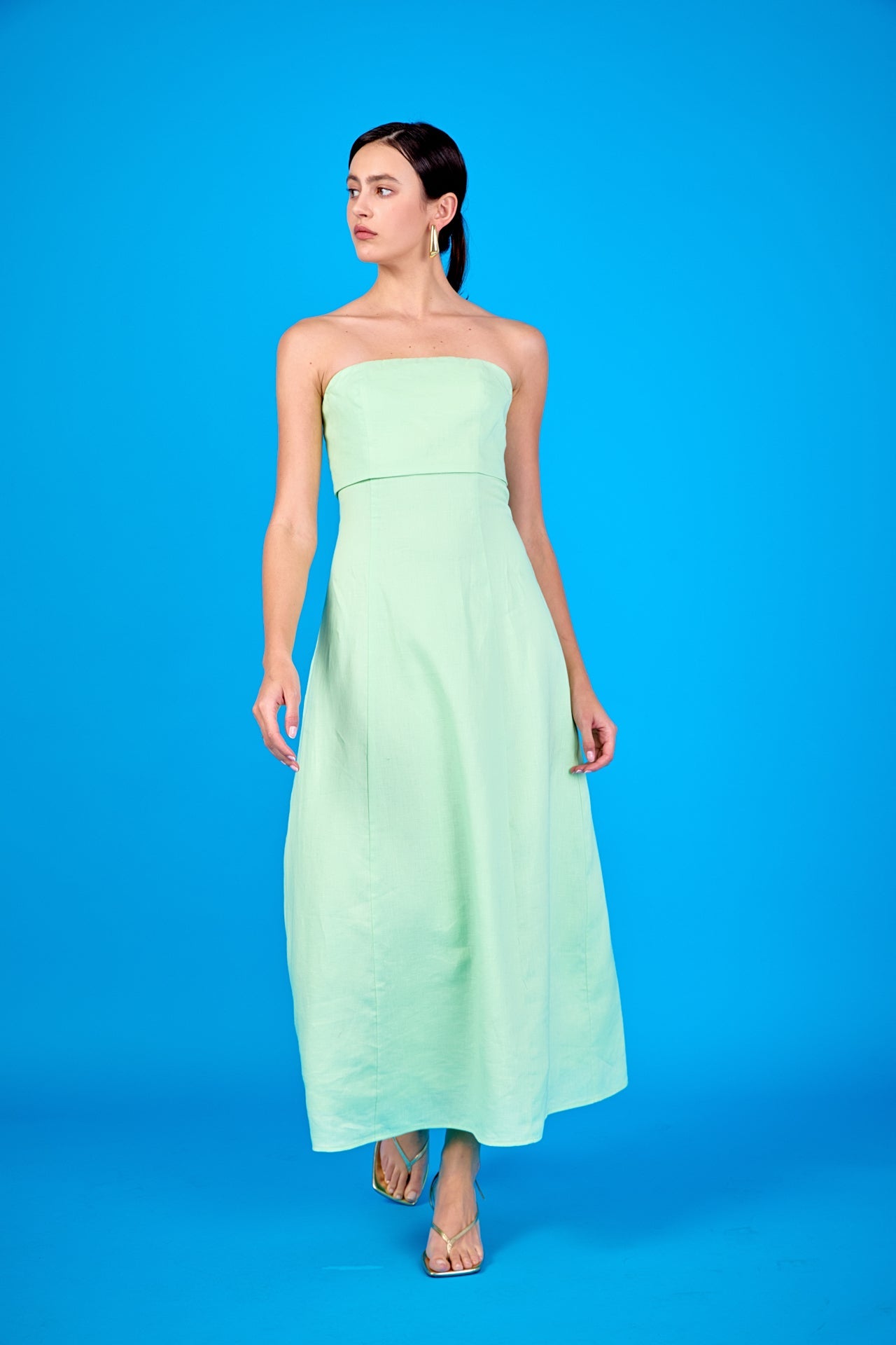 ENDLESS ROSE - Lucia Folded Strapless Linen Maxi Dress - DRESSES available at Objectrare