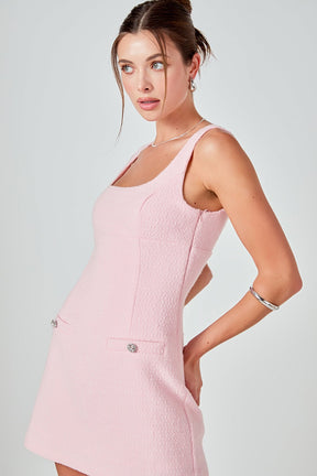Tweed Scoop Neck Mini Dress
