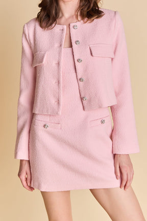 ENDLESS ROSE - Tweed Buttoned Jacket - JACKETS available at Objectrare