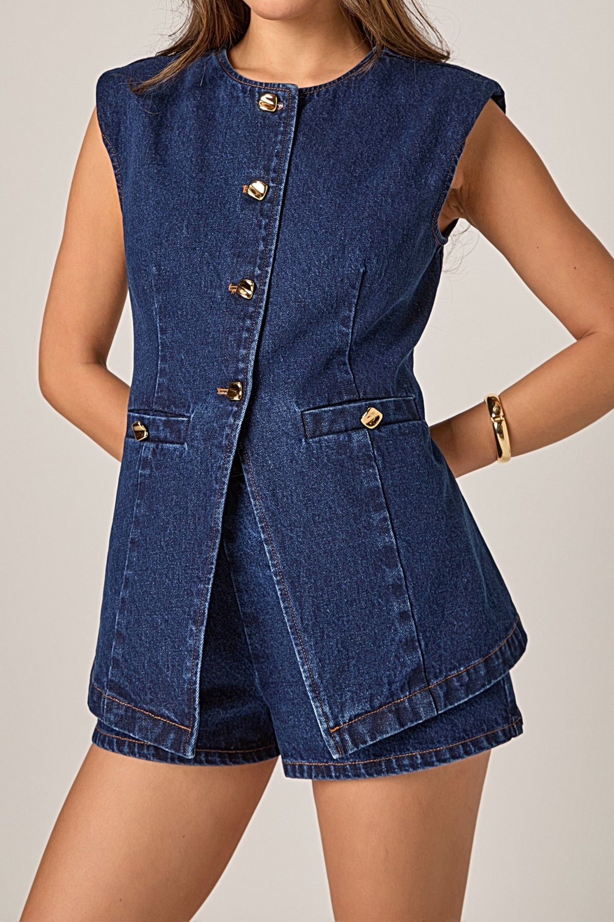 Denim Buttoned Vest