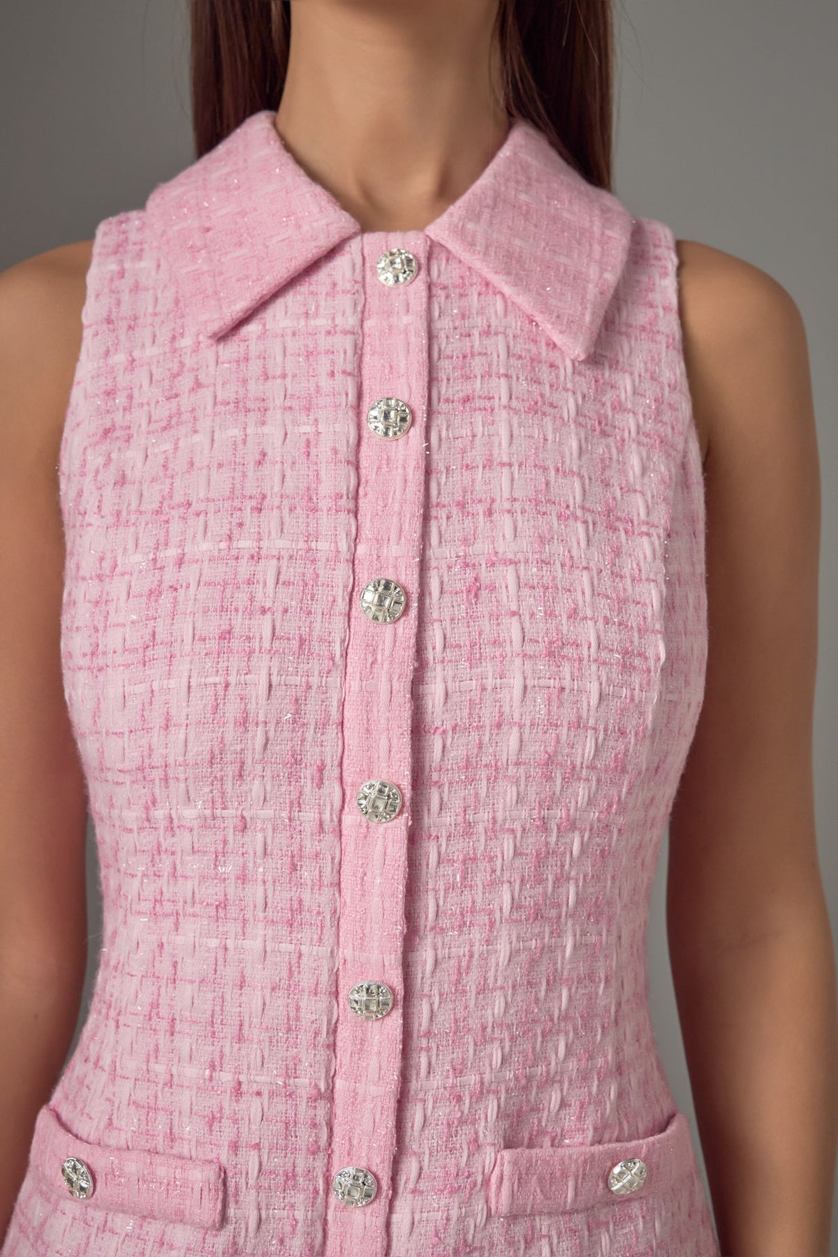 Paige Tweed Collared Sleeveless Mini Dress