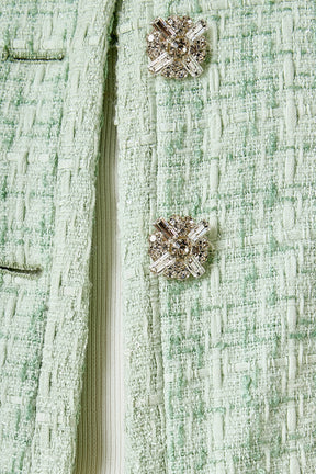 ENDLESS ROSE - Lemi Tweed Jewel Buttoned Combo Jacket - JACKETS available at Objectrare