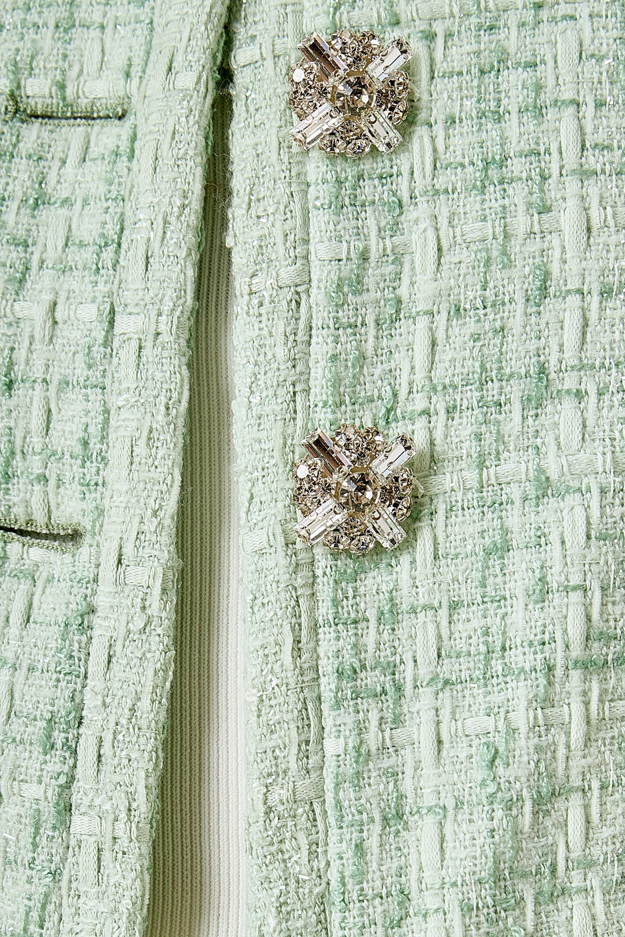 ENDLESS ROSE - Lemi Tweed Jewel Buttoned Combo Jacket - JACKETS available at Objectrare