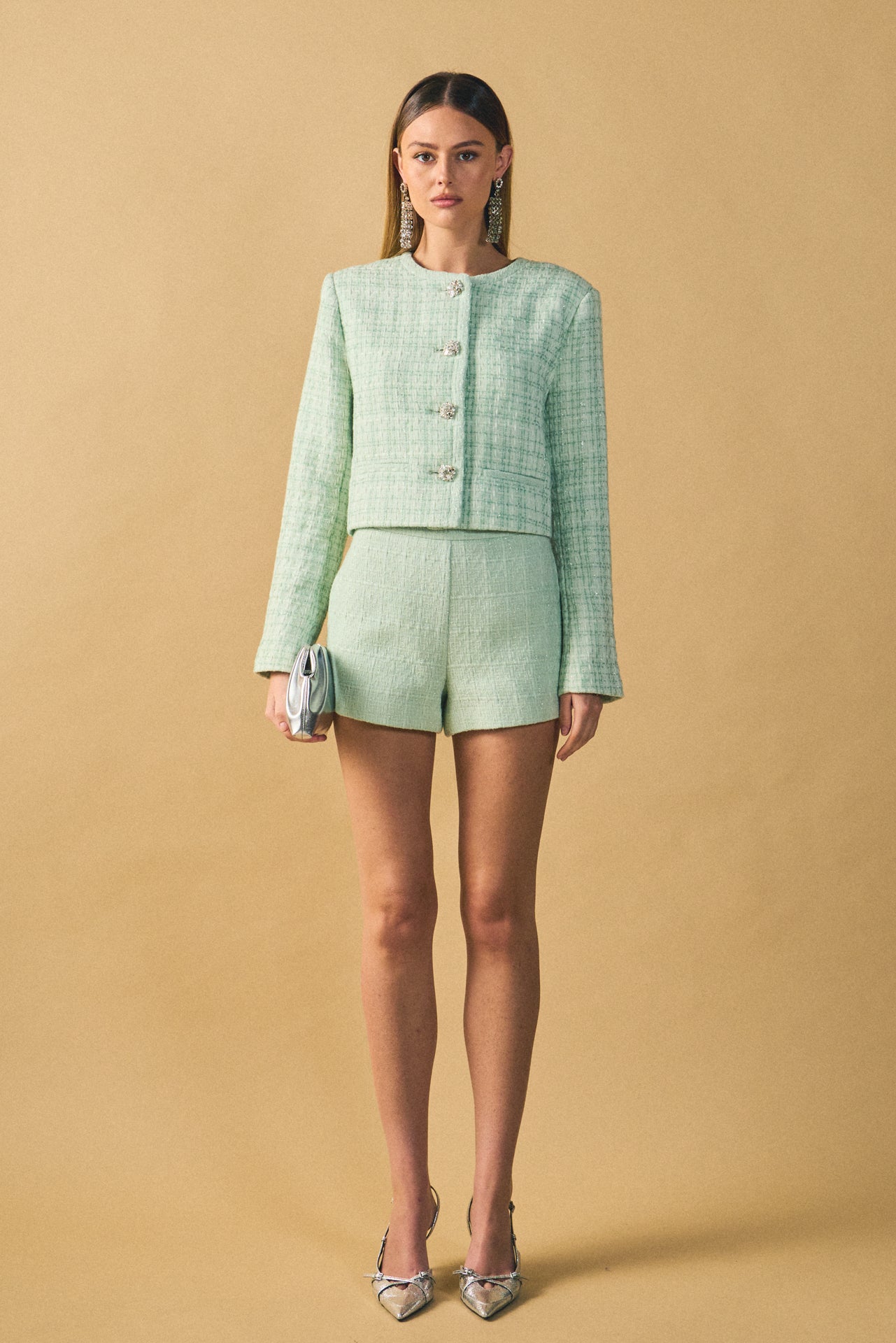 ENDLESS ROSE - Lemi Tweed Relaxed Shorts - SHORTS available at Objectrare