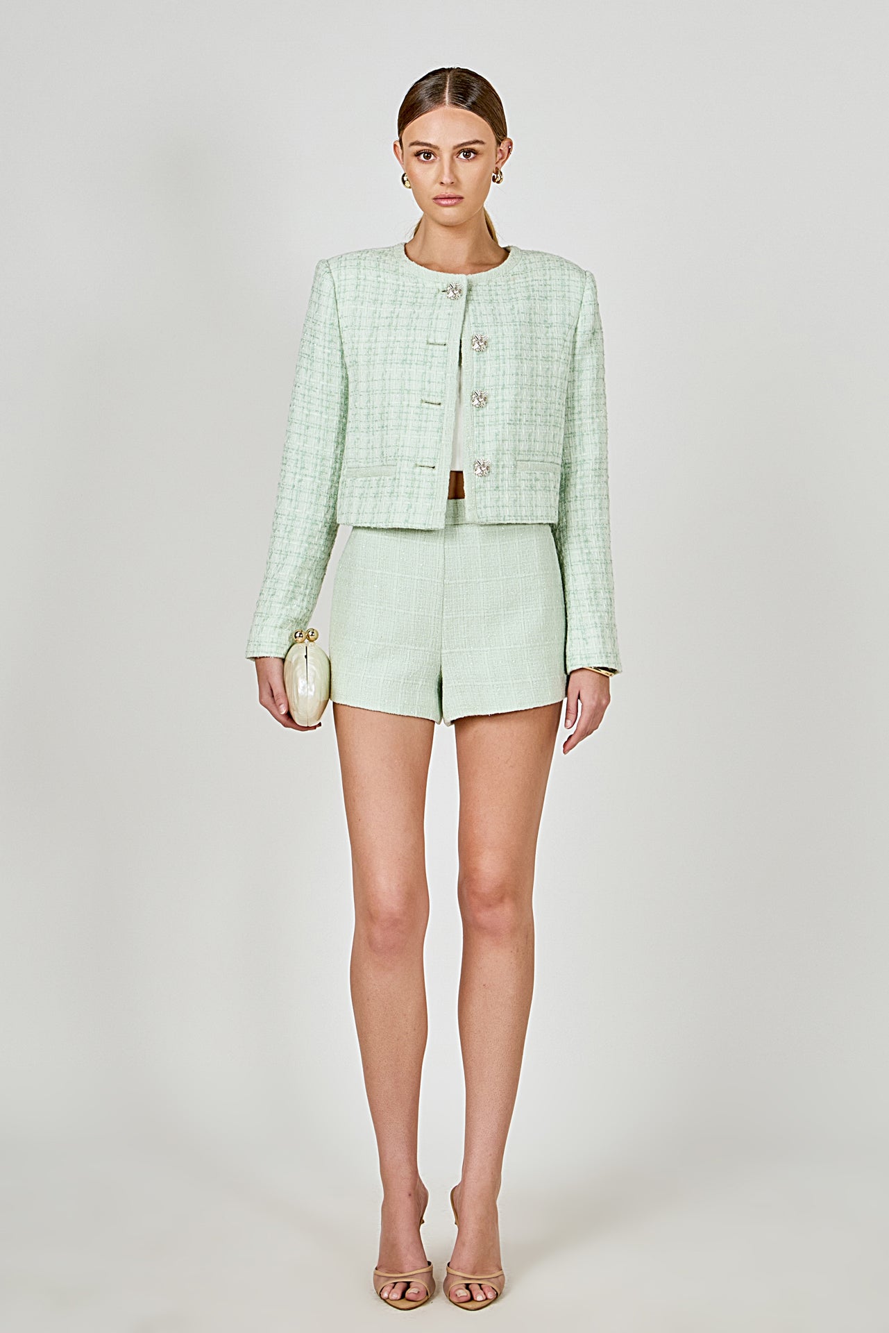 ENDLESS ROSE - Lemi Tweed Relaxed Shorts - SHORTS available at Objectrare