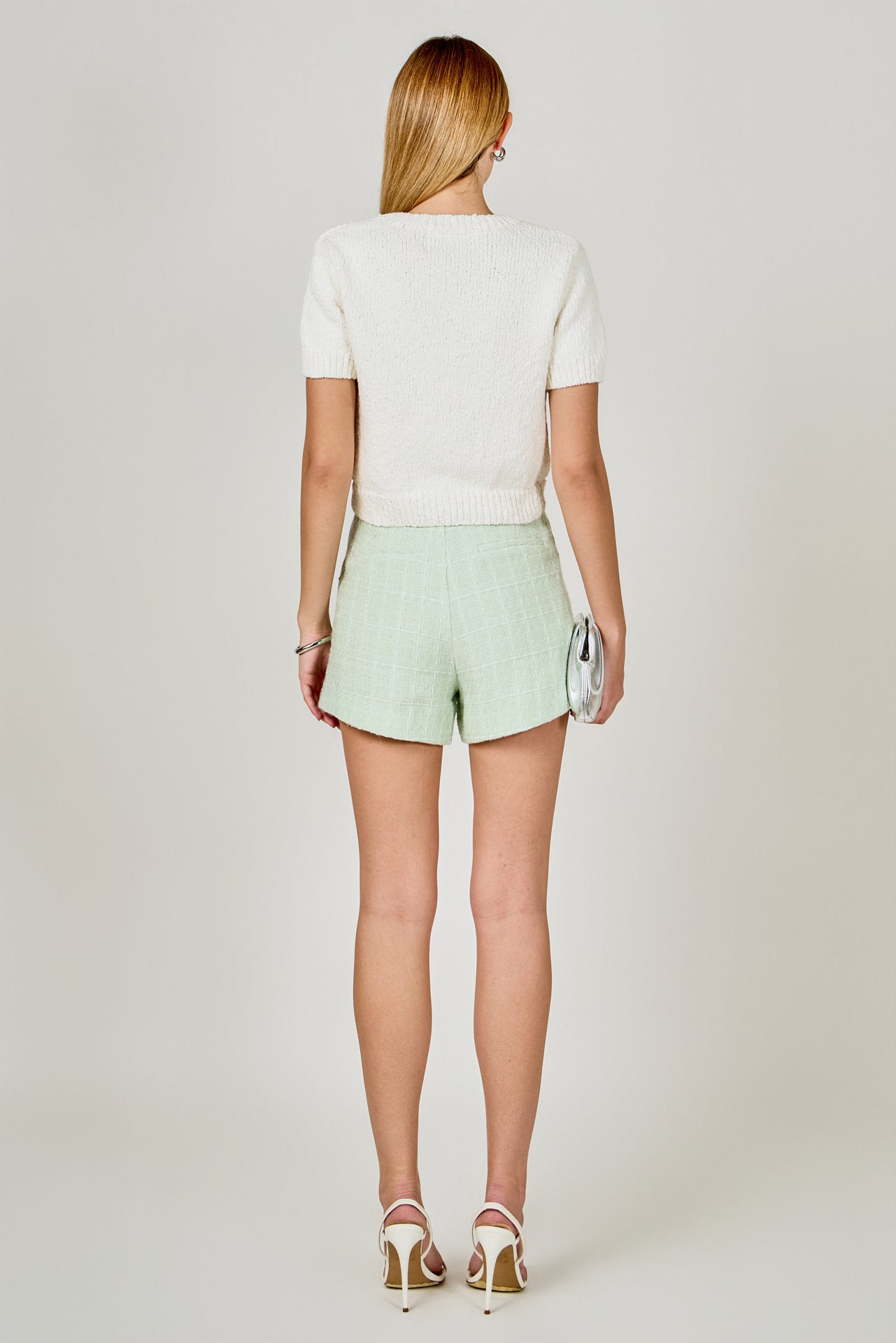 ENDLESS ROSE - Lemi Tweed Relaxed Shorts - SHORTS available at Objectrare