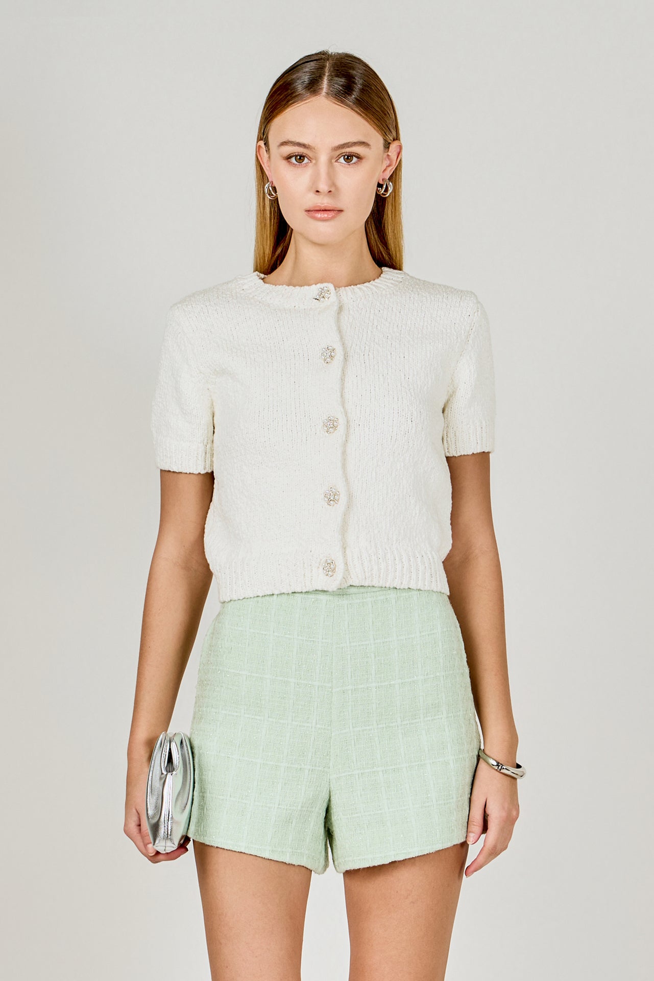 ENDLESS ROSE - Lemi Tweed Relaxed Shorts - SHORTS available at Objectrare